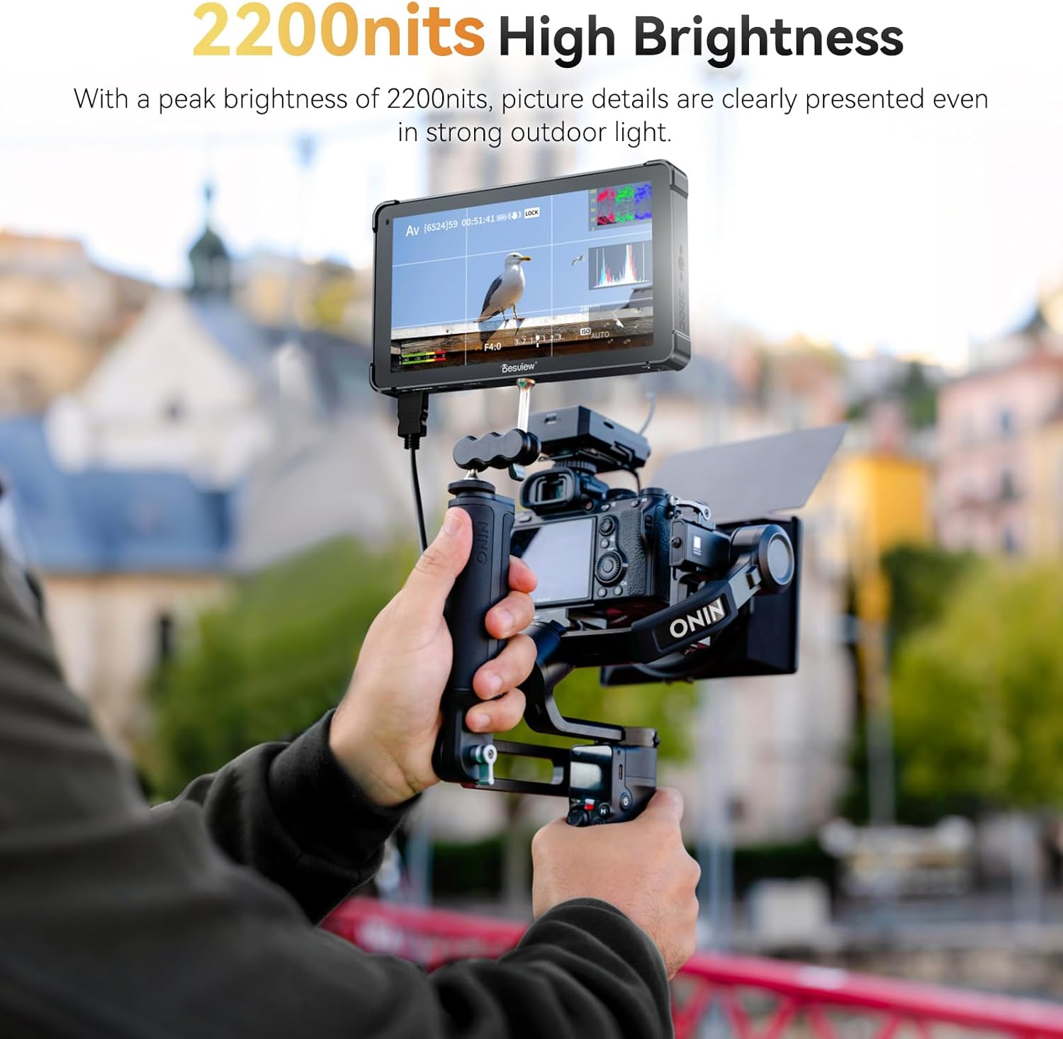 Desview OL7 Camera Field Monitor 7 inch OLED Touch Screen Camera Monitor with 3D LUT HDR Waveform Video Peaking Focus Assist 4K HDMI Input Output for DSLR