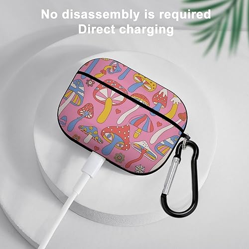 Miniatura 5 de Divertida funda para Airpods Pro con estampado de hongos mágicos locos con llavero, protección completa, duradera, a prueba de golpes, funda rígida