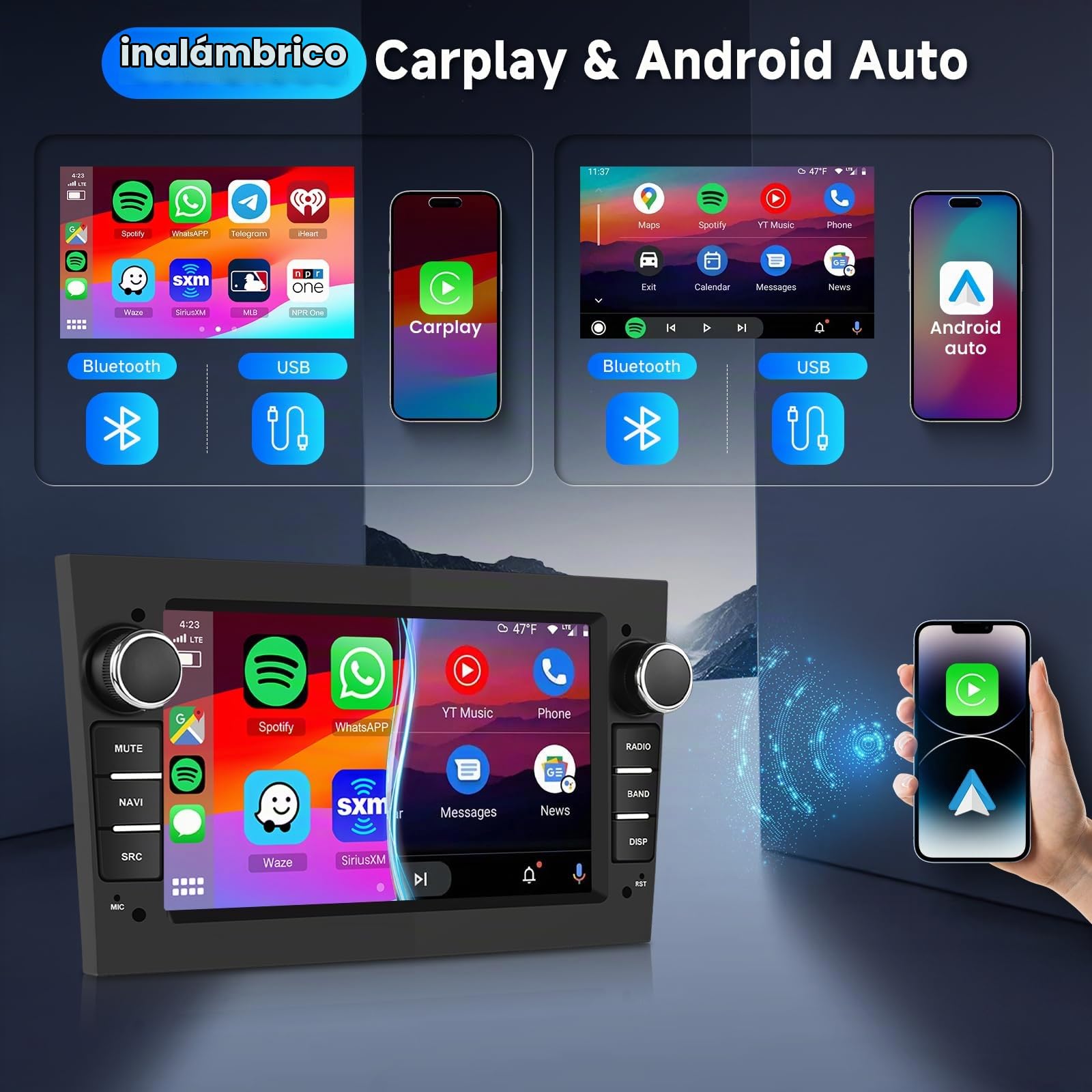 Hodozzy Carplay Radio Coche para Opel Astra Antara Vectra Corsa Zafira Meriva Vivaro Combo,7 Pulgada Touchscreen con/Mirror Link WiFi/GPS/RDS/FM/Bluetooth/USB+Camara Marcha Atras,Negro,2G+64G