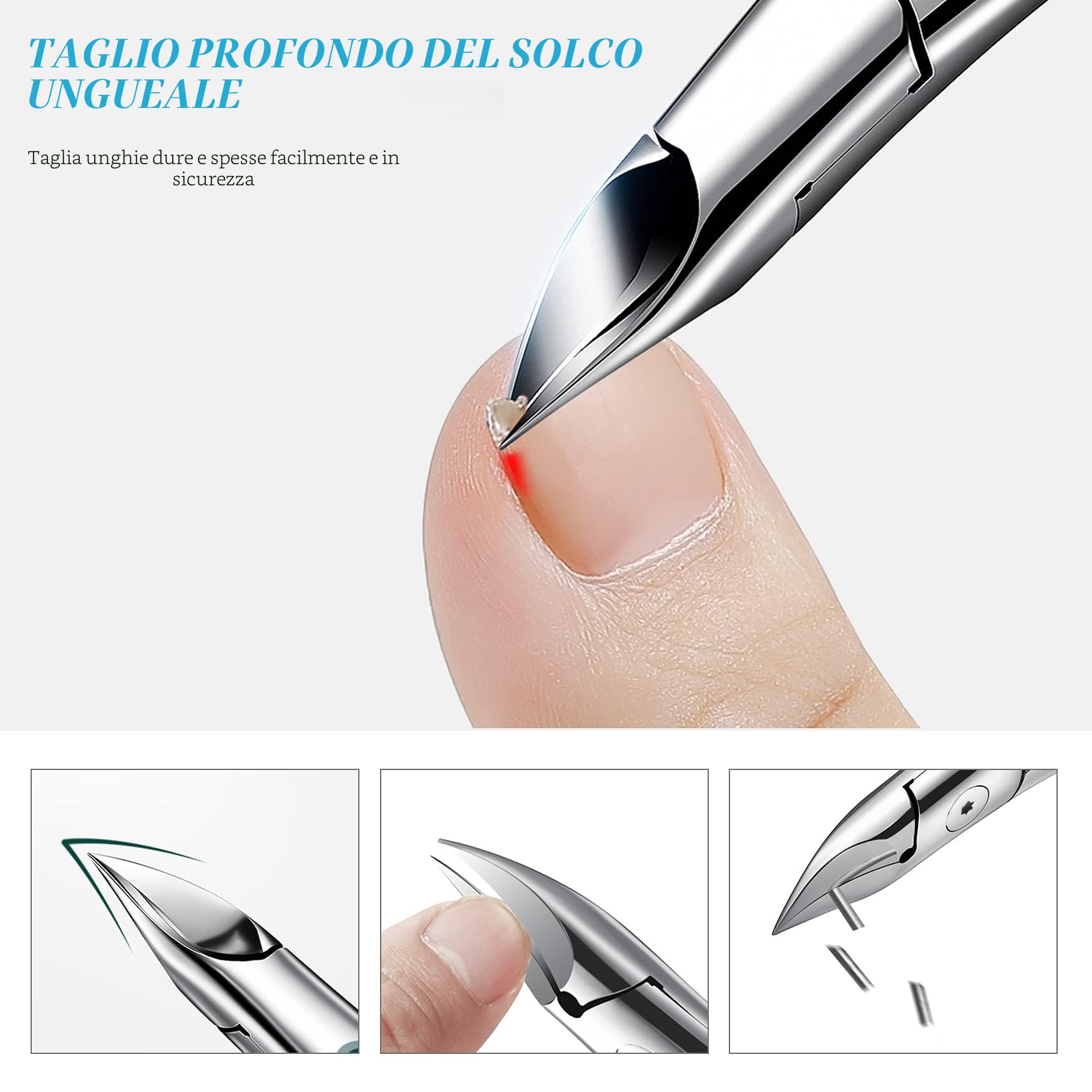 FVION Tagliaunghie Professionale Tronchesino Tagliaunghie di Precisione per Piedi per Unghie Spesse o Incarnite con Custodia in Metallo