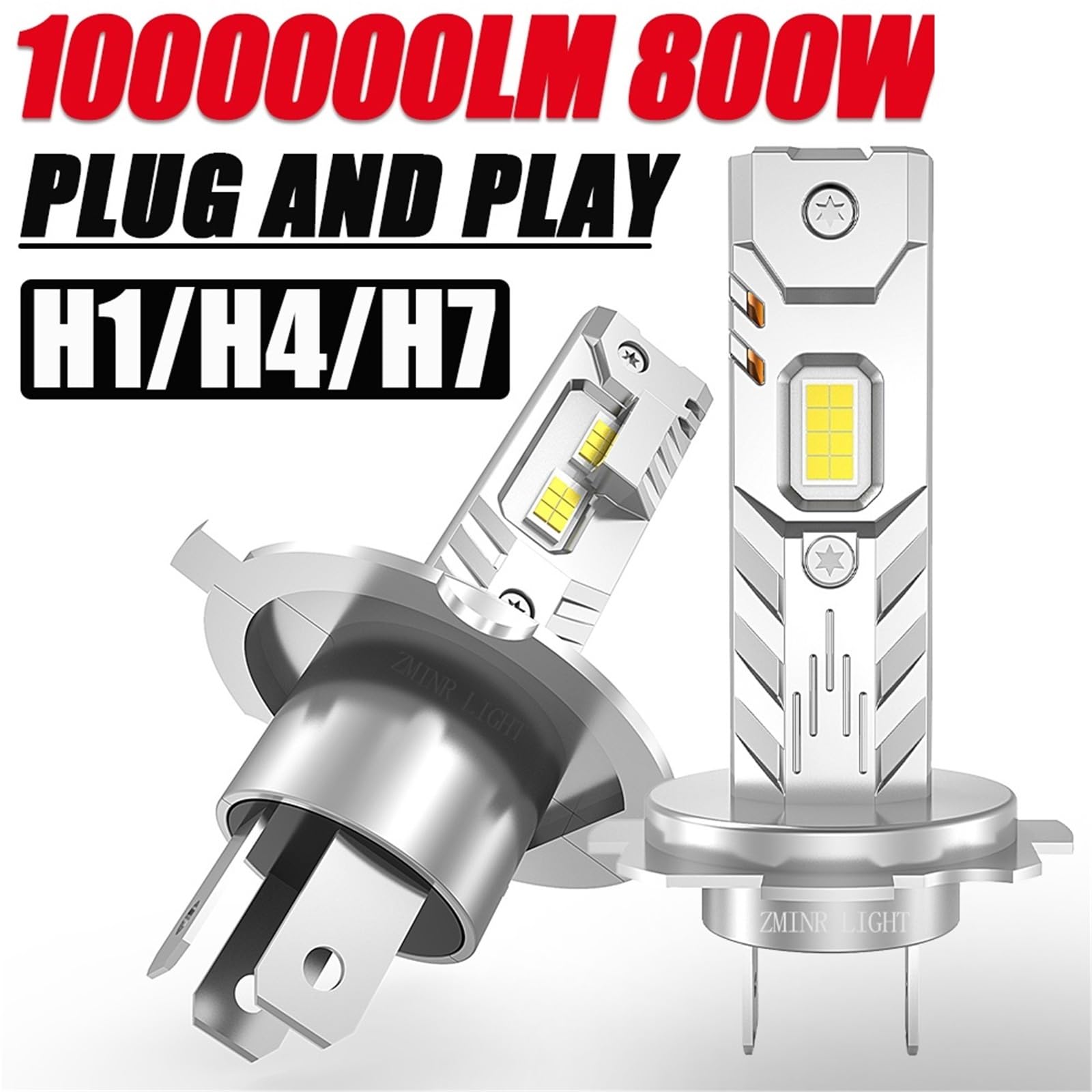 Faro LED Lampadina per fari auto con luci a LED H7 H4 H1 | Lampada frontale per automobile da 1000000LM 12V 24V(2PCS H7)