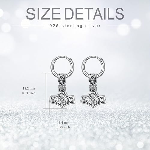 Miniatura 5 de Aretes vikingos para hombre, plata de ley, aretes colgantes vikingosgóticos, joyería vikinga, regalo para mujeres y hombres