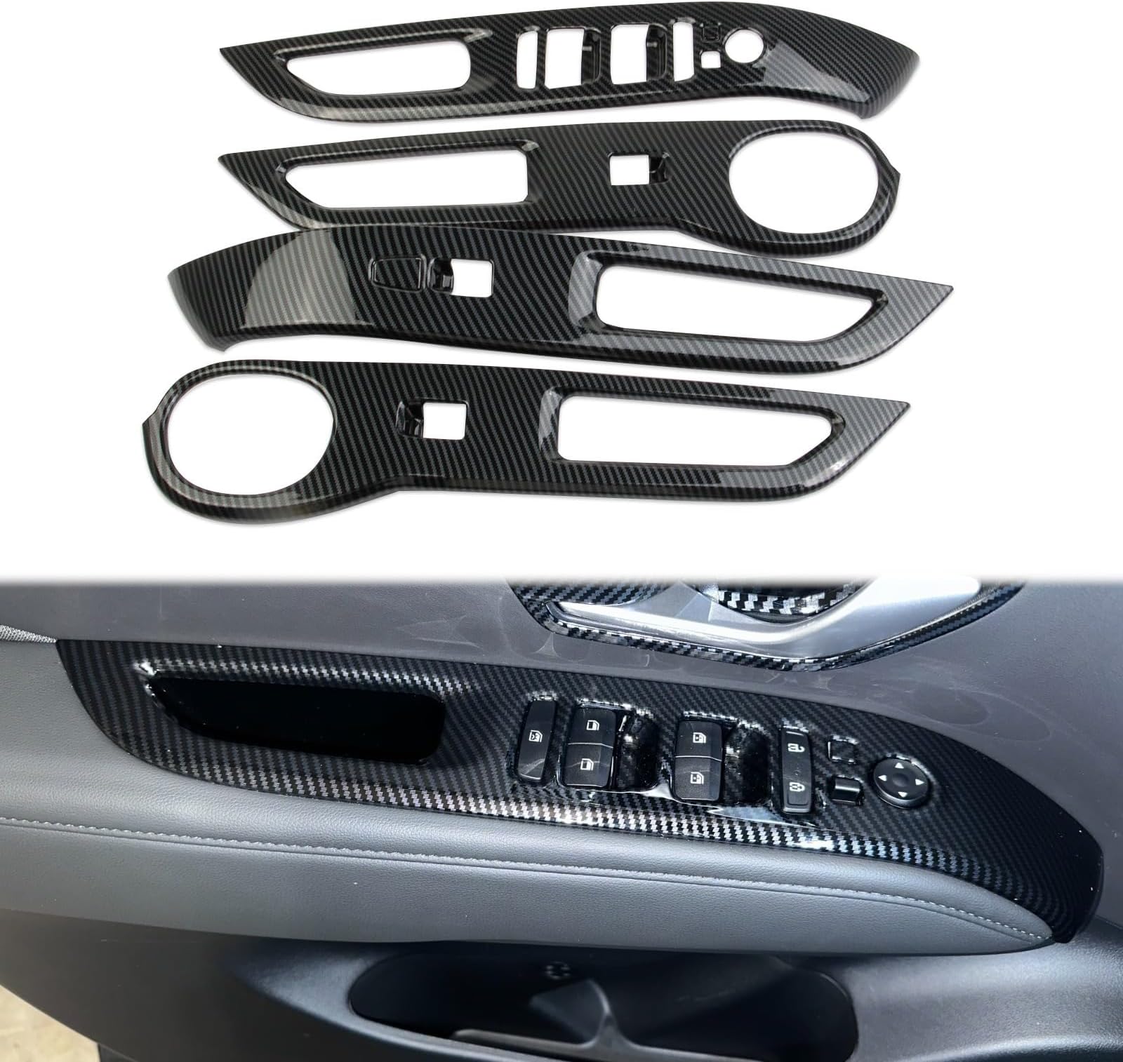 Korlot Carbon Fiber 4-Door Window Lift Trim Switch Panel Cover Trim for Hyundai Santa Cruz 2022-2024