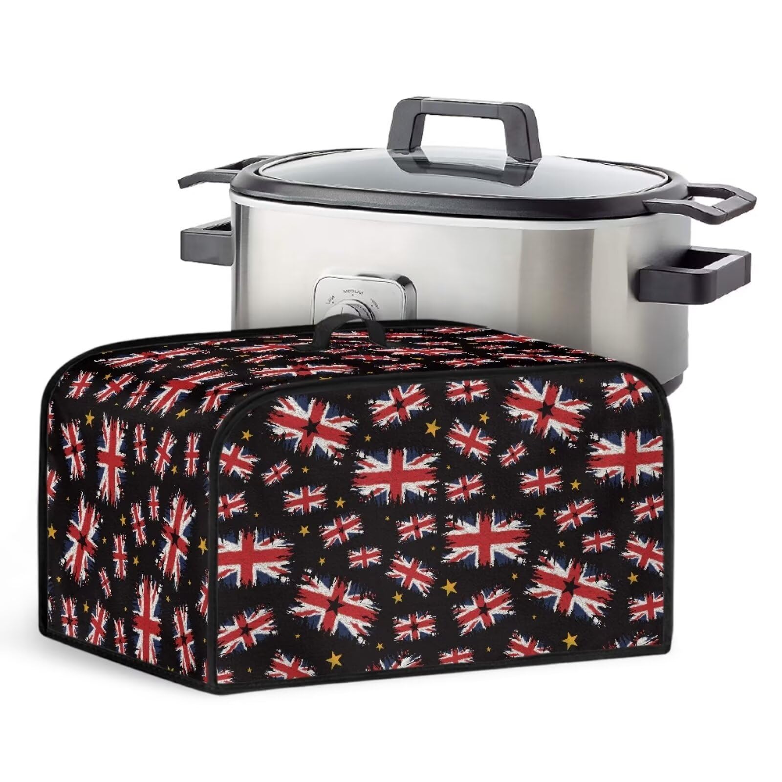 LJMKZJN Air Fryer Cover Dust Cover with Mesh Pocket and Wipe Clean Liner Novelty Slow Cooker Travel Storage Bag for Home Kitchen Dining Room Decorations, British Flag