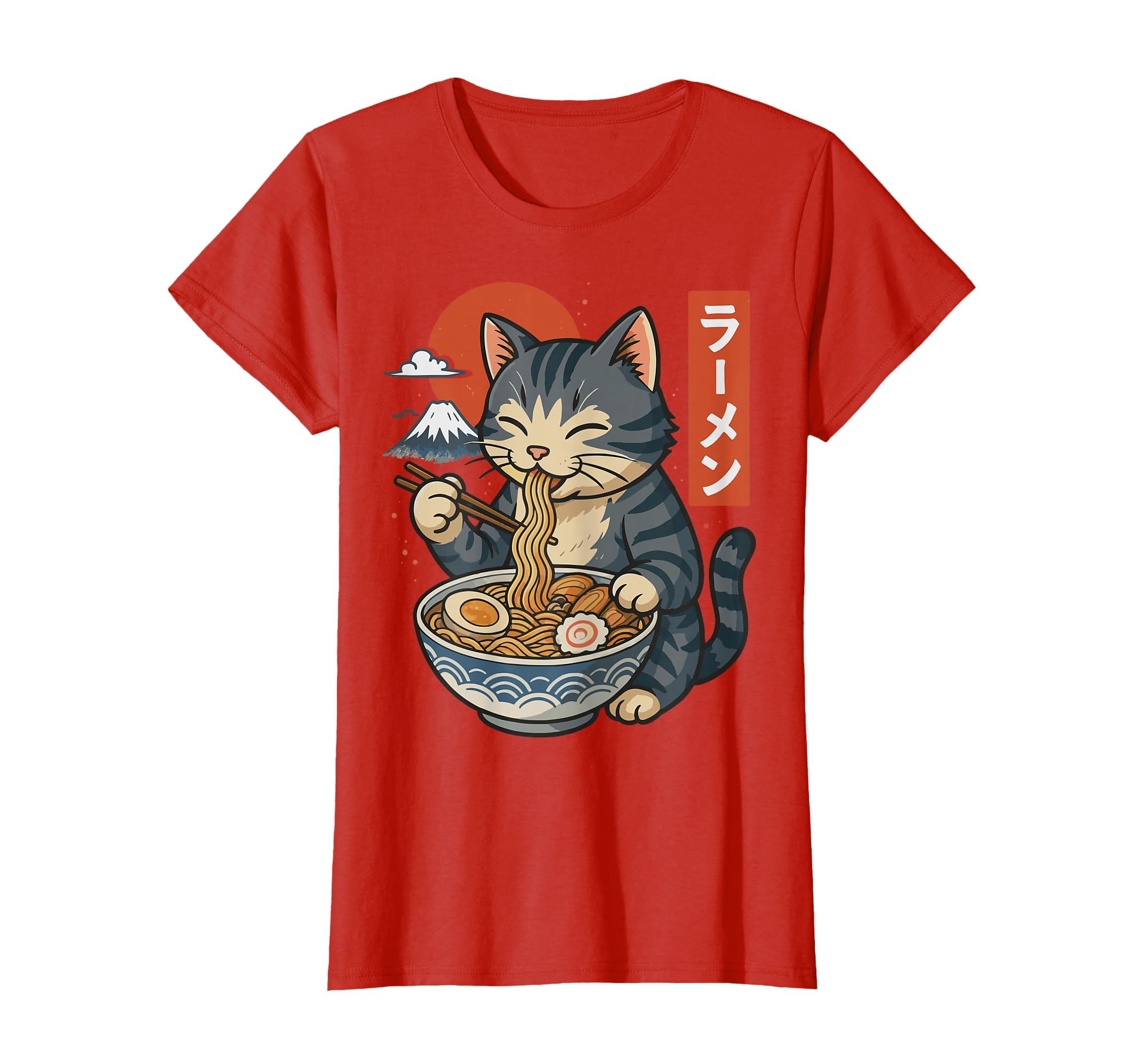 Anime Cat Eating Ramen Retro Kawaii Ramen Cat T-Shirt