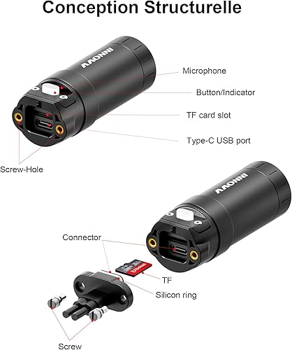 Miniatura 6 de INNOVV K6 - Cámara de salpicadero de motocicleta de doble canal QHD 2K+1080P, IP67 impermeable Mini Motocam con Wi-Fi, ángel dorado de 120,