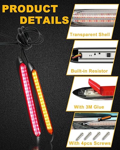 Miniatura 4 de Barra de luz trasera de remolque de 6 pulgadas, tira de luz diurna de advertencia de conducción, DRL roja y ámbar, tira de luz de señal de giro