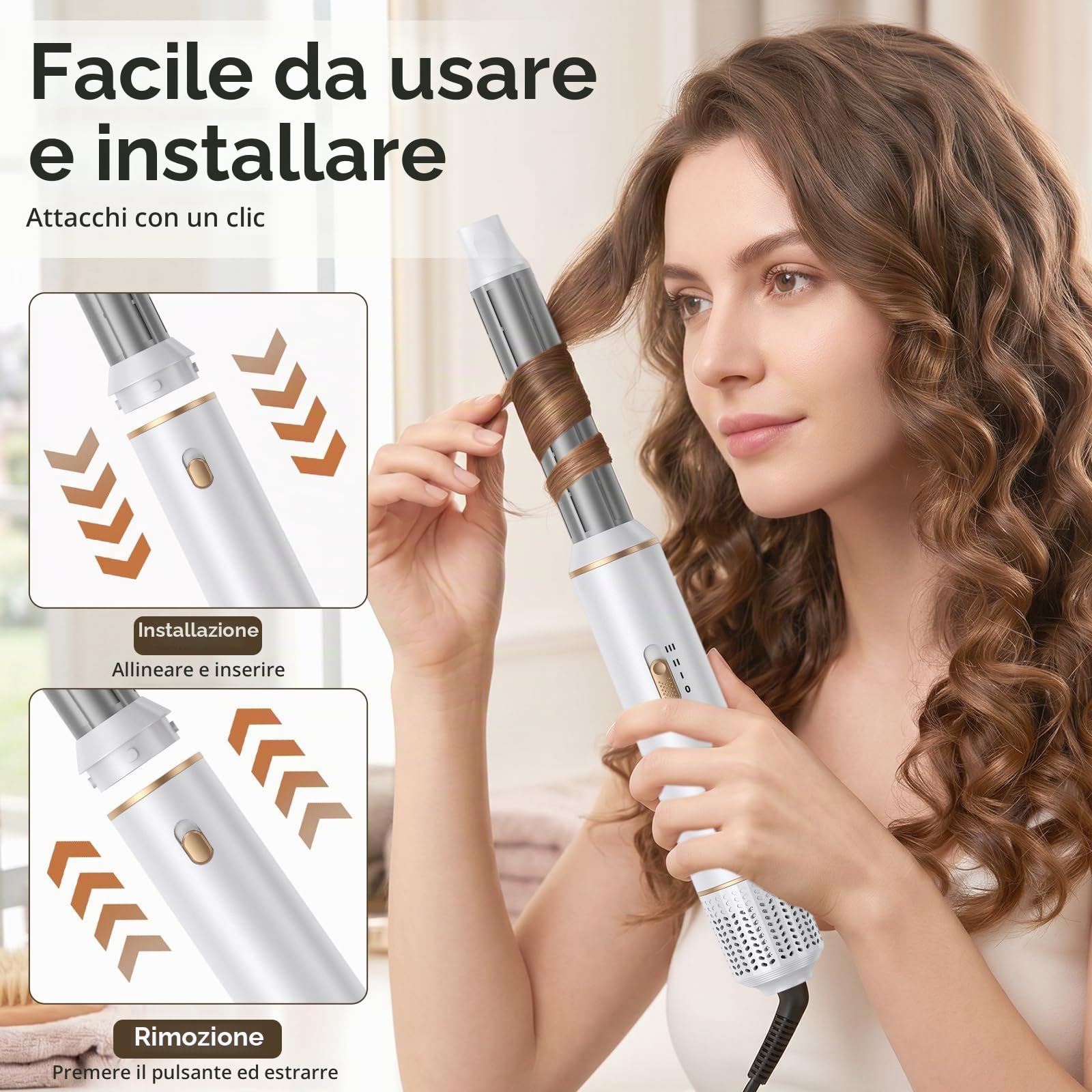 Asciugacapelli 5 in 1, Spazzola Asciugacapelli Multifunzione, Hair Styler set 1000W, Airbrush Air Styler, Spazzola Ad Aria Calda, Phon Capelli Per Asciugatura, Volume, Ricci