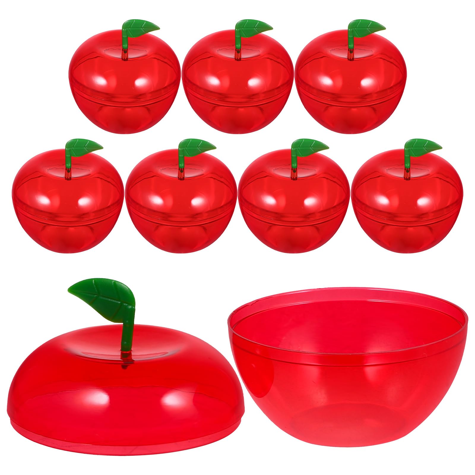 Niltracy Red Favor Container 8PCS Fillable Red Apple Container Apple Shape Christmas Container Chocolate Container for Xmas Holiday Fruit Ornament