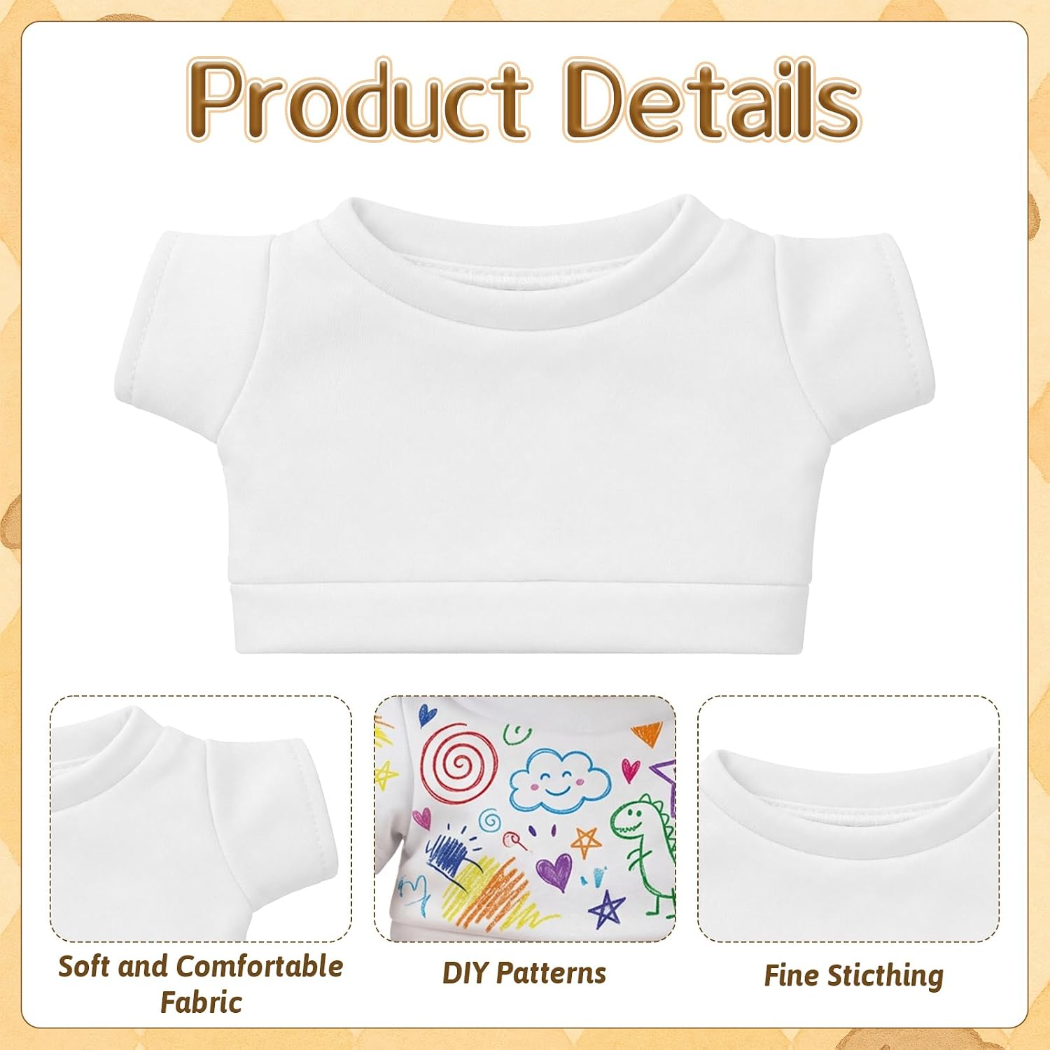 EupHHonycs 24 Pcs Blank Teddy Bear T Shirts Fit 8-12 Inch Plush Bear