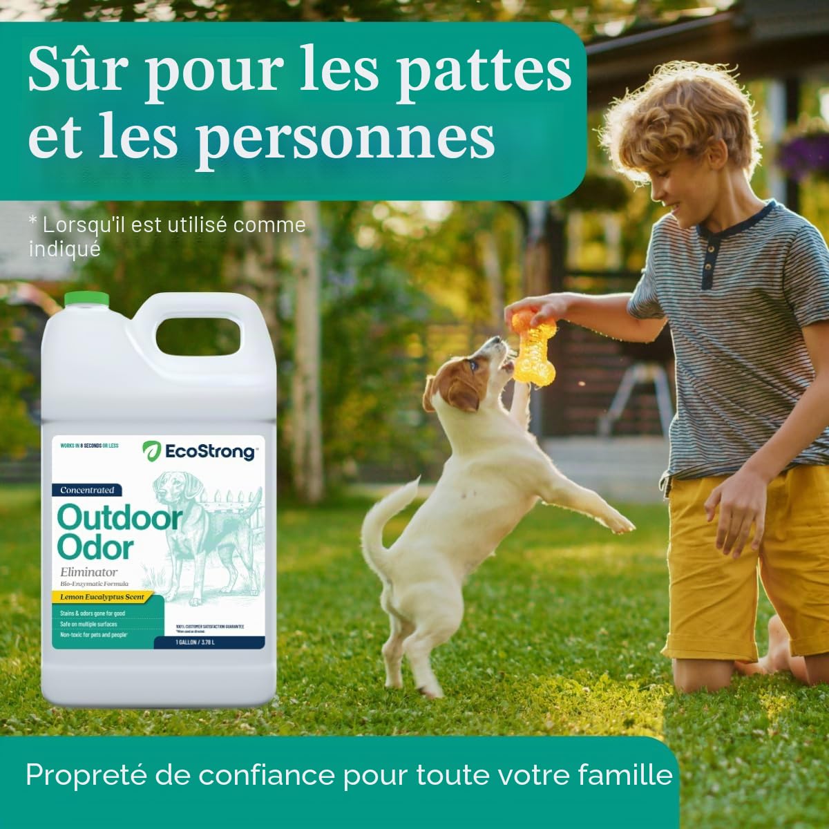 Eco Strong Éliminateur d'odeurs d'extérieur pour urine de chien, chat et animal | Force professionnelle pour cours, gazon, niches, patios et terrasses (3,6 l)