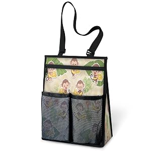 Ourtheme Cute Monkeys Banana Portable Shower Bag for Travel Gym Camp Beach Tote Shower Caddy Bags Hanging Toiletry