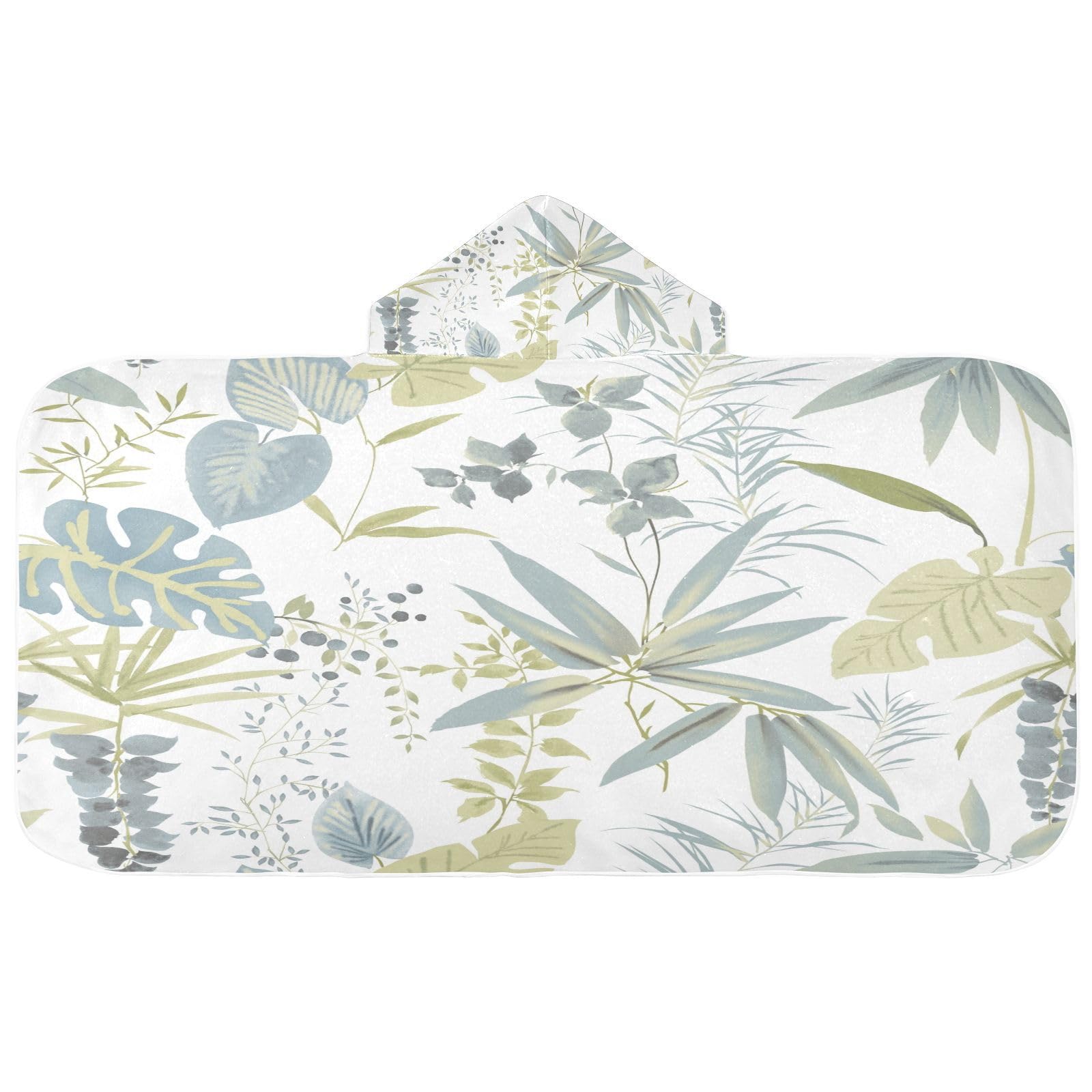 Kigai Palm Leaves Hooded Beach Towel for Kids Soft Absorbent Quick Dry Bath Towel with Hood Lightweight Toddler Shower Pool Bath Wrap for Boys Girls