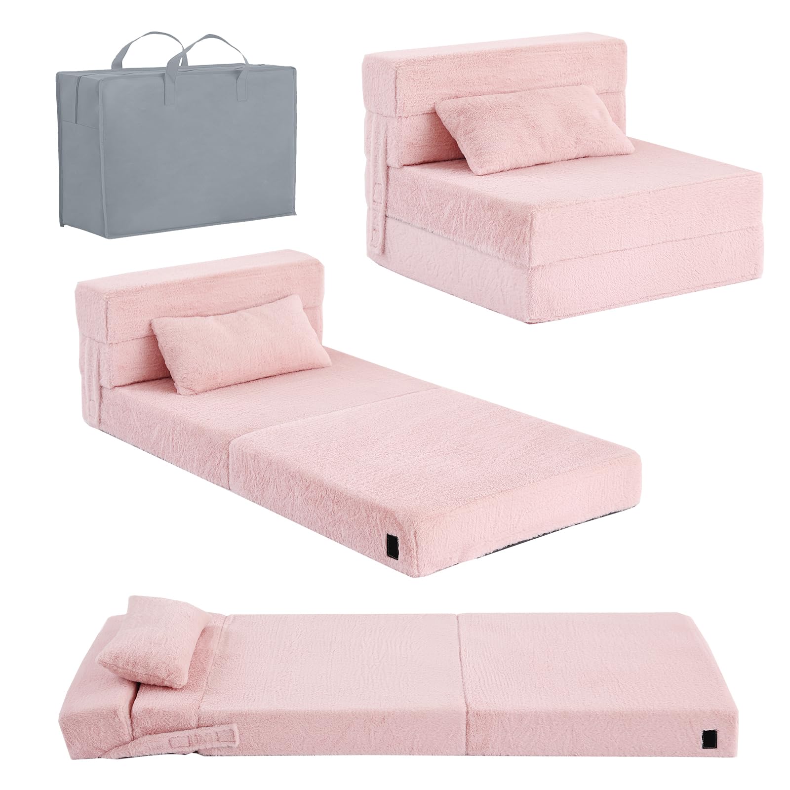 YOTATING Kids Sofa Bed, Toddler Floor Mattress Glow in The Dark, Baby Modular Blue Dinosaur Couch, Fold Up Children Sofa Convertible Futon Folding Mattress Chair Bed for Playroom, Pink