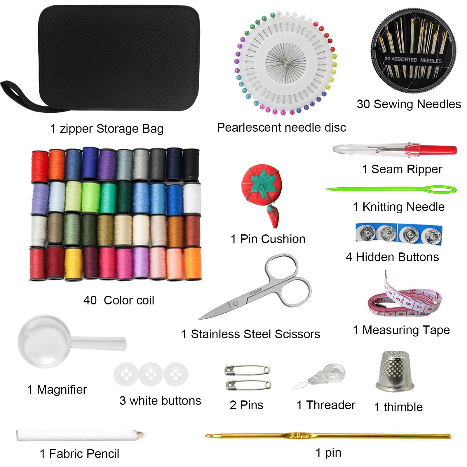 Kit Couture Complet 130 Pièces Avec Boîte - 40 Couleurs Fil Premium Pour Maison, Voyage Et Urgence
