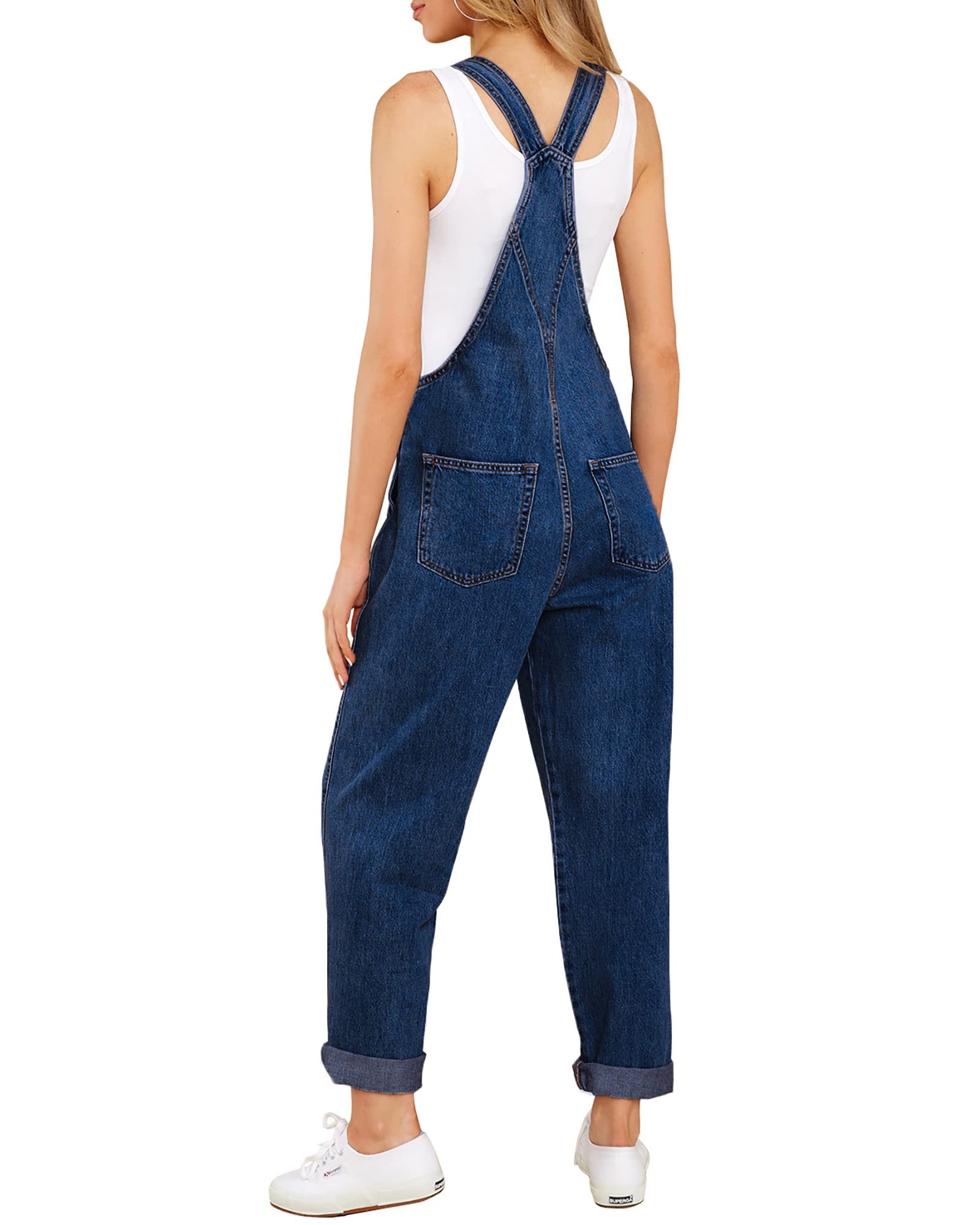 Roskiky - Salopette décontractée en denim extensible pour femme - Salopette en jean avec poches