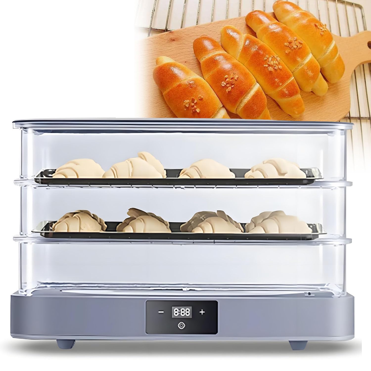 UORDBY Electric Dough Proofer, 40L Bread Proofing Box, Removable Design, 20-50°C Temperature Control & 1min-24h Timing, Uniform Fermentation for Home Use