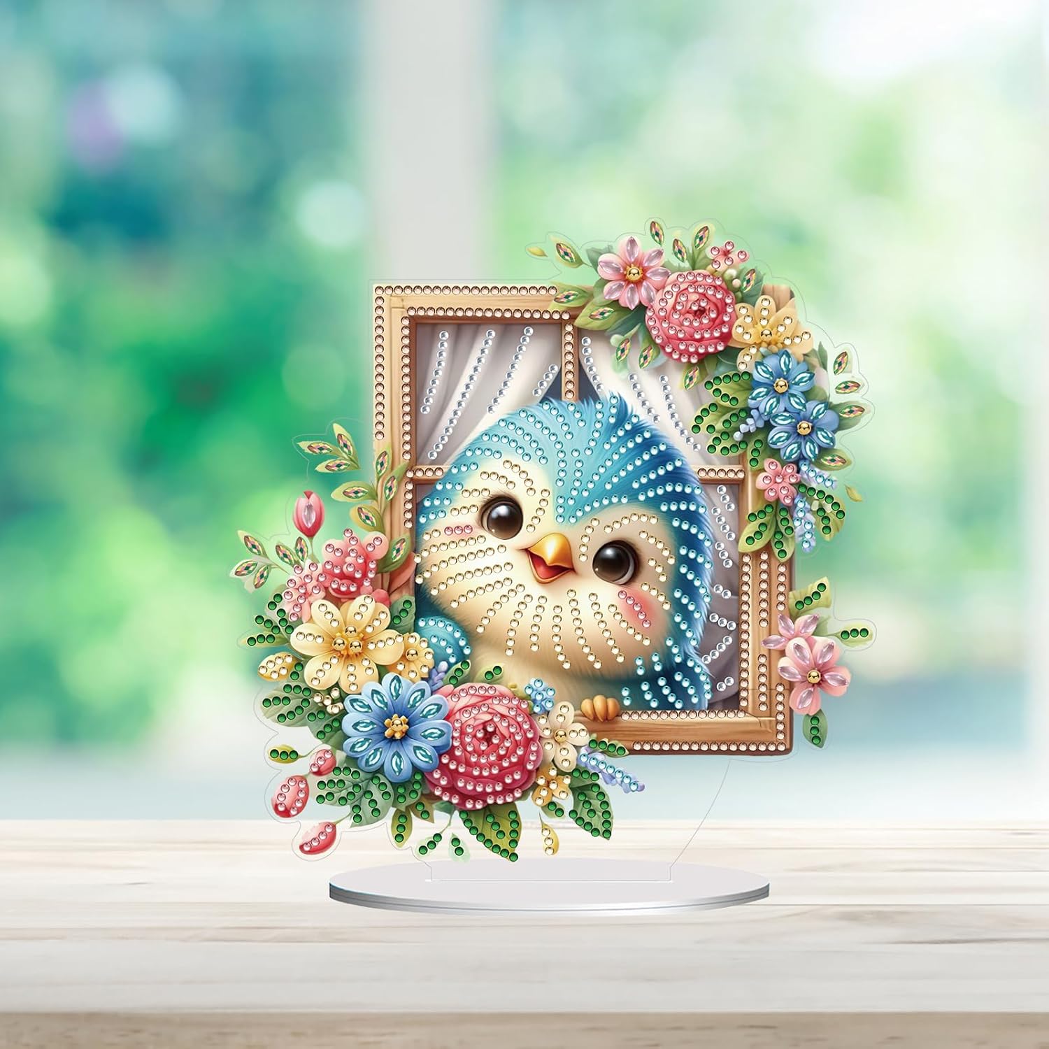 yzARTche 5D Diamond Art Animal Ornaments Kits, Irregular Shape DIY Diamond Art Painting Summer Animal Desktop Ornament Tabletop Home Office Decor-4PCS-A