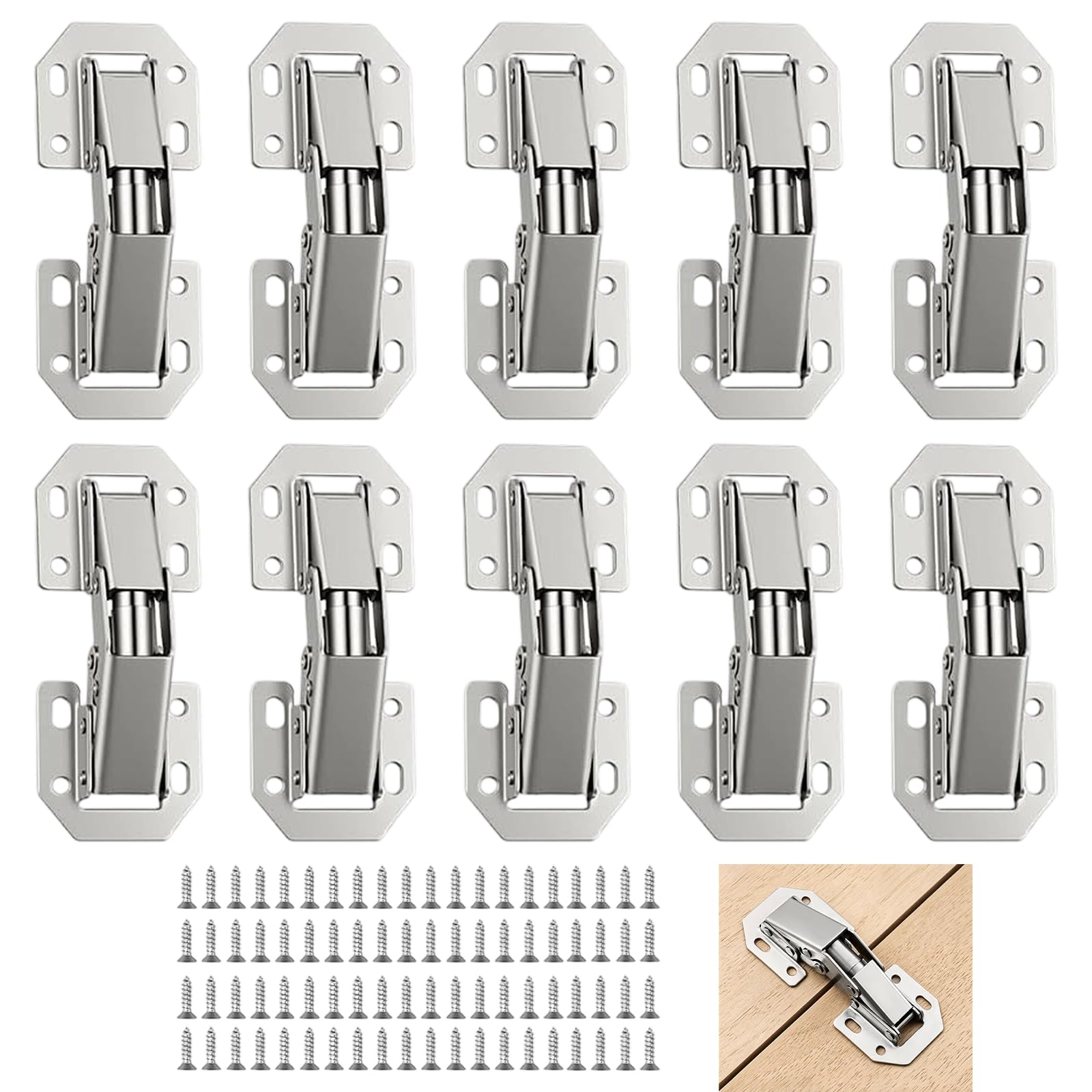 Mnuwoee 10 Pcs Kitchen Cupboard Hinges 3” 90° Close Cabinet Door Hinges