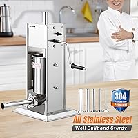 Vista 3 de ROVSUN 7LBS/3L Manual Sausage Stuffer, Two Speed Stainless Steel Vertical Sausage Maker, Meat Filling Machine with 5 Stuffing Tubes for Commercial