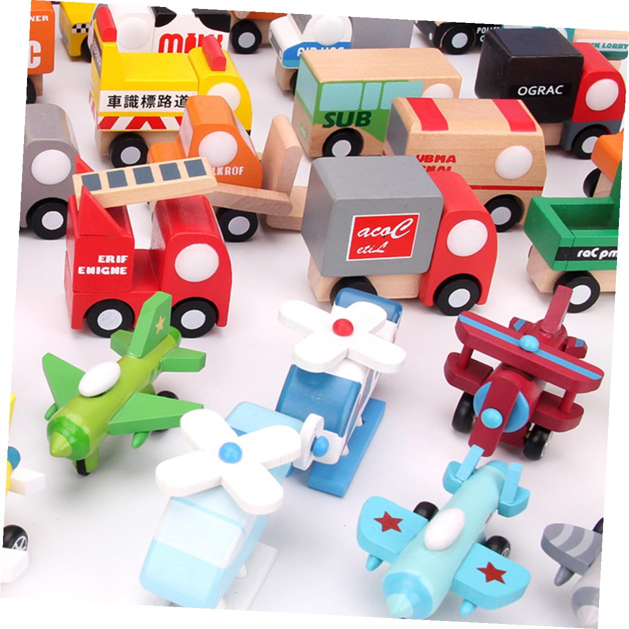 12 Pezzi Mini Aereo Giocattolo in Legno, Educativo Colorato Resistente Agli Urti, Set Didattico per Prima Infanzia e Regalo di Compleanno