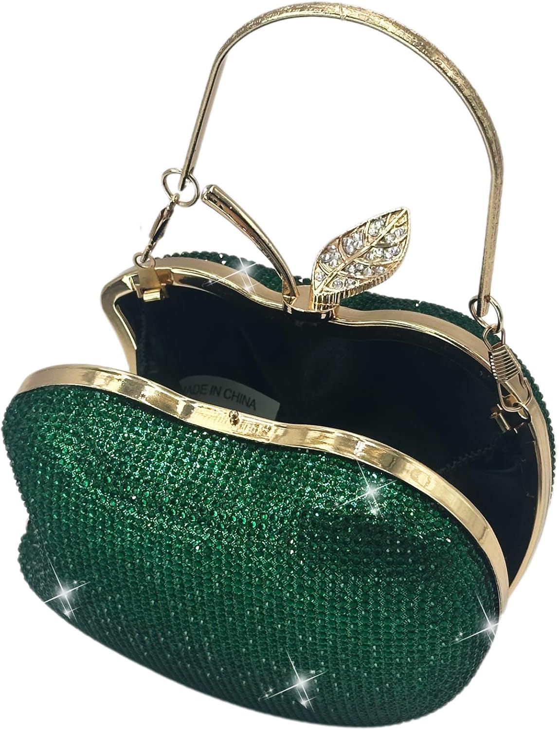 pearl&she Sparkly Apple Rhinestone Handbags Diamond Women Evening Bags Bling Minaudiere Clutch Crystal Purses For Party.
