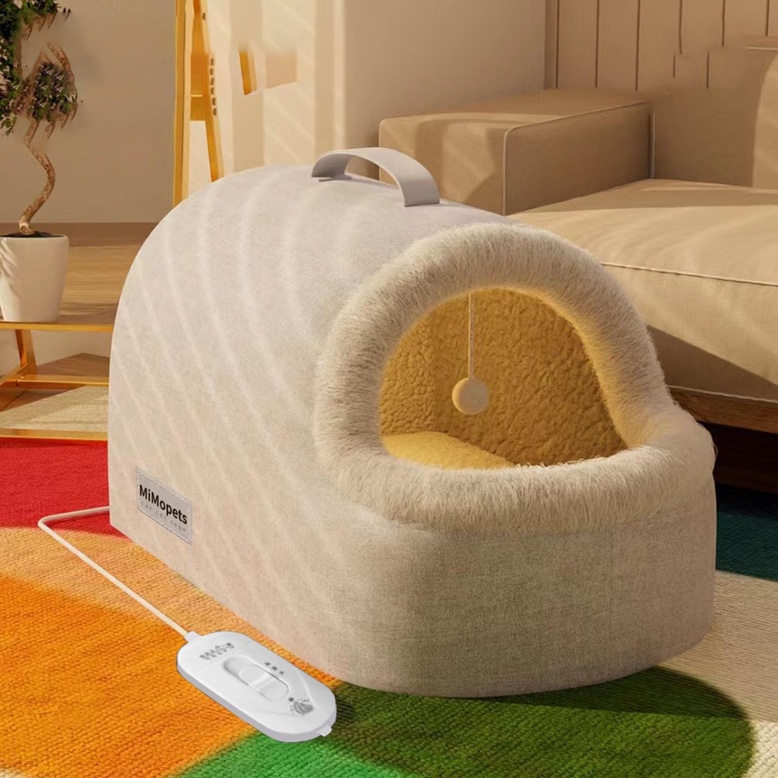 Visual Reference: Jaywis Gray Cat Bed With Electric Heated Pet Warm And