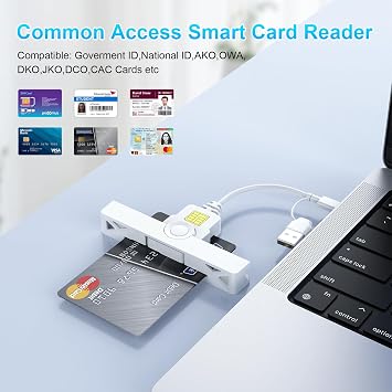 CAC Card Reader 2 in 1 USB/Type C Dual Connector, DOD Military USB Common Access CAC Reader Type C Smart Card Reader Compatible with Windows, Mac OS Mini Fold Plug and Play
