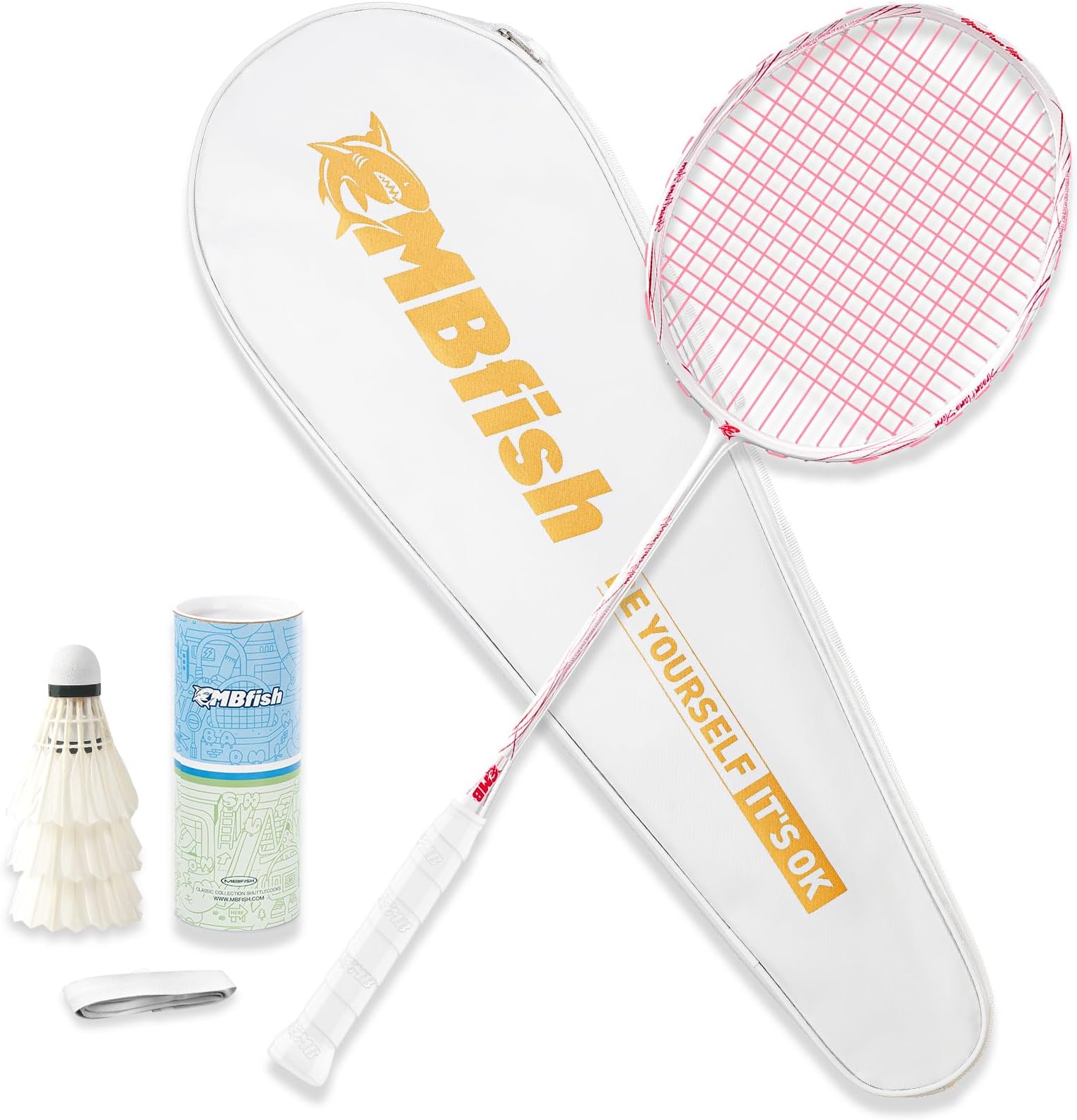 - Badminton Racket Set with 1 Carbon Fiber Racquet, 3 Shuttlecocks, 2 Replacement Grip Tapes and 1 Badminton Bag - Perfect for Outdoor Games and Gym 5U