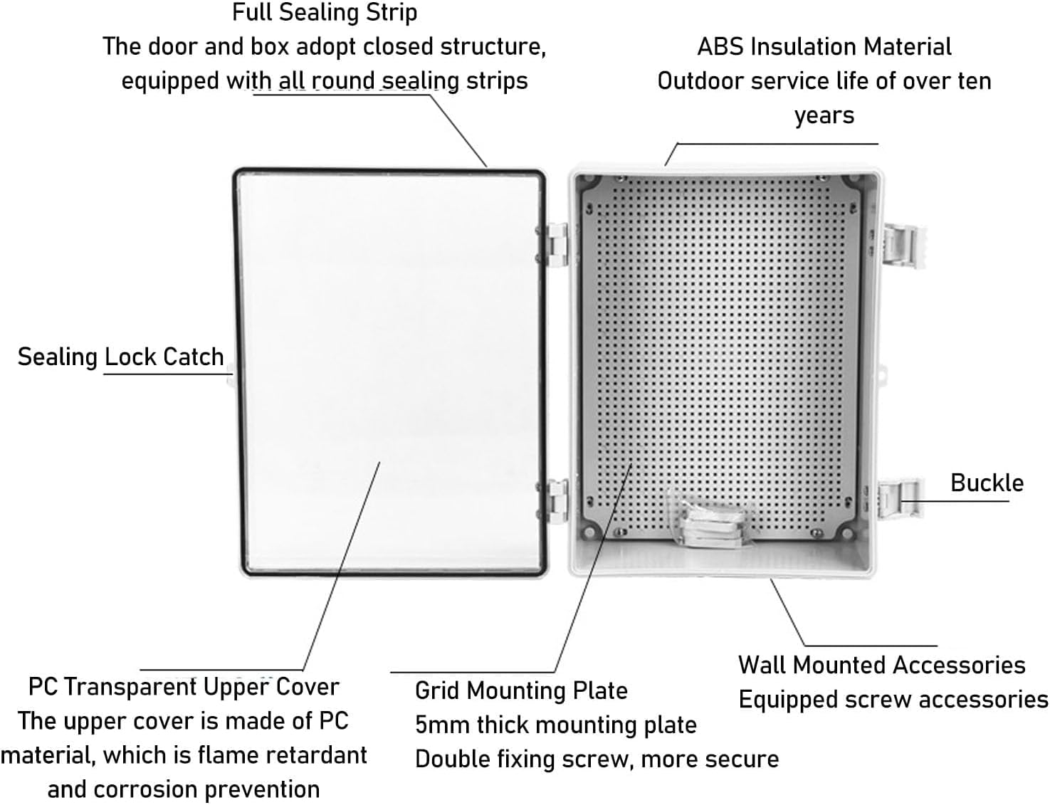 Electrical Junction Box, 400x300x170mm Electrical Box, IP66 Waterproof Transparent Cover Electrical Enclosure Outdoor Electrical Box, for Indoors and Outdoors