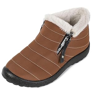 Hxlber Ankle Boots for Women Warm Fur Lining Comfortable Lightweight Non Slip Womens Winter Snow Boots for Women