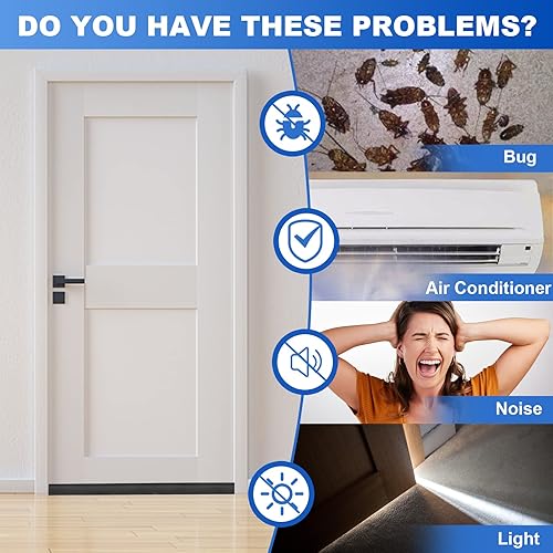 Miniatura 37 de Tope de corrientes de aire, ajustable de 37 pulgadas, bloqueador de corrientes de aire debajo de la puerta, a prueba de sonido, para la parte