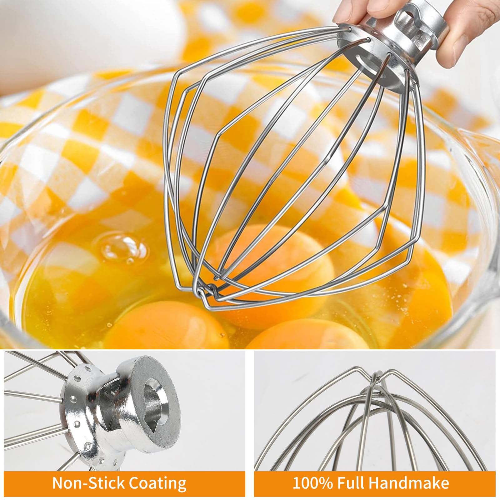 3PCS Batidor Varillas Espuma y Gancho Amasar Acero inoxidable para Artisan y Classic Serie 4,5 – 5 Quart