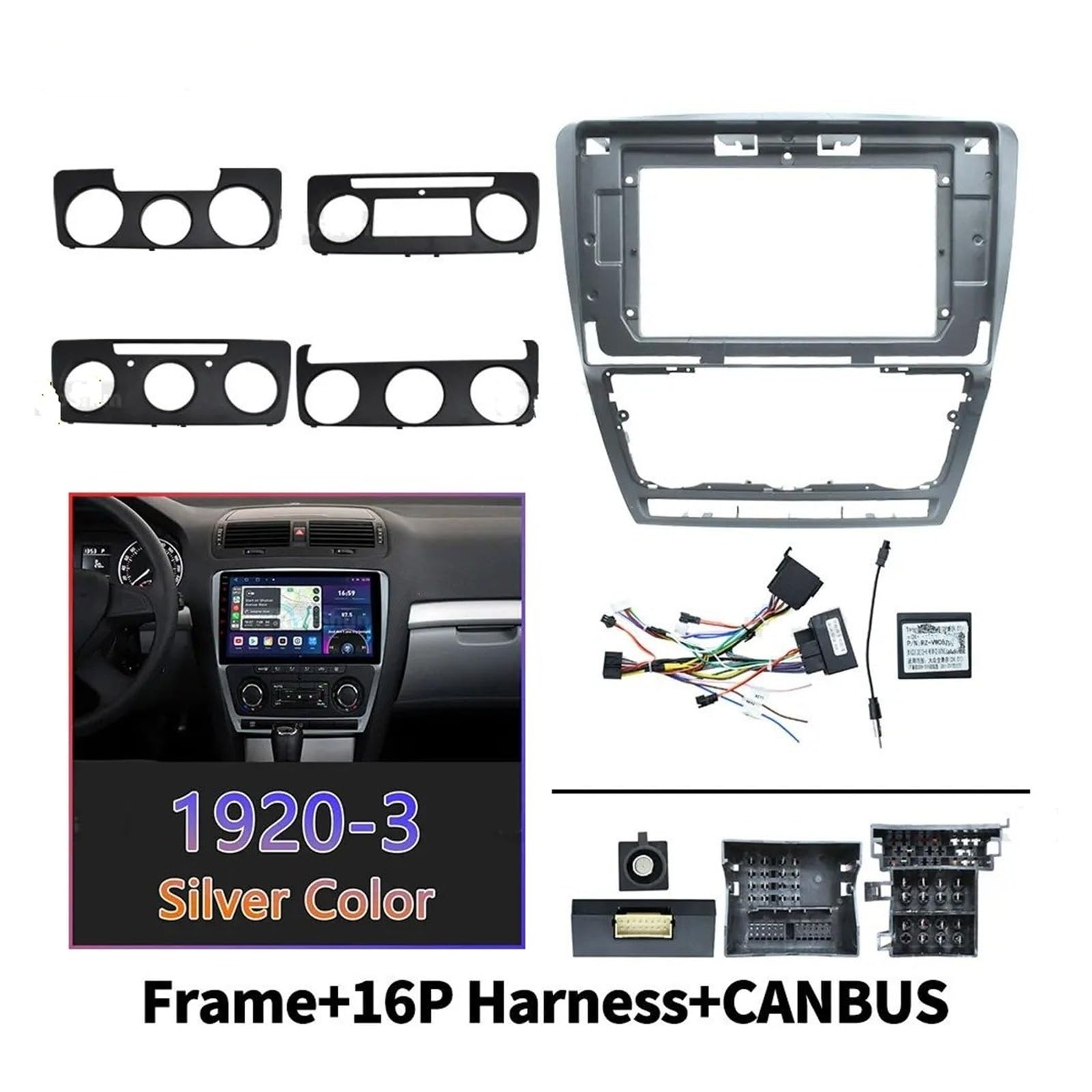 Mascherina Autoradio Cornice Stereo Auto Dvd Android Radio Fascia Telaio 10 Pollici 2DIN Stereo Pannello Cablaggio Cavo Adattatore per Skoda per Octavia Mk2 per A5 2004-2014