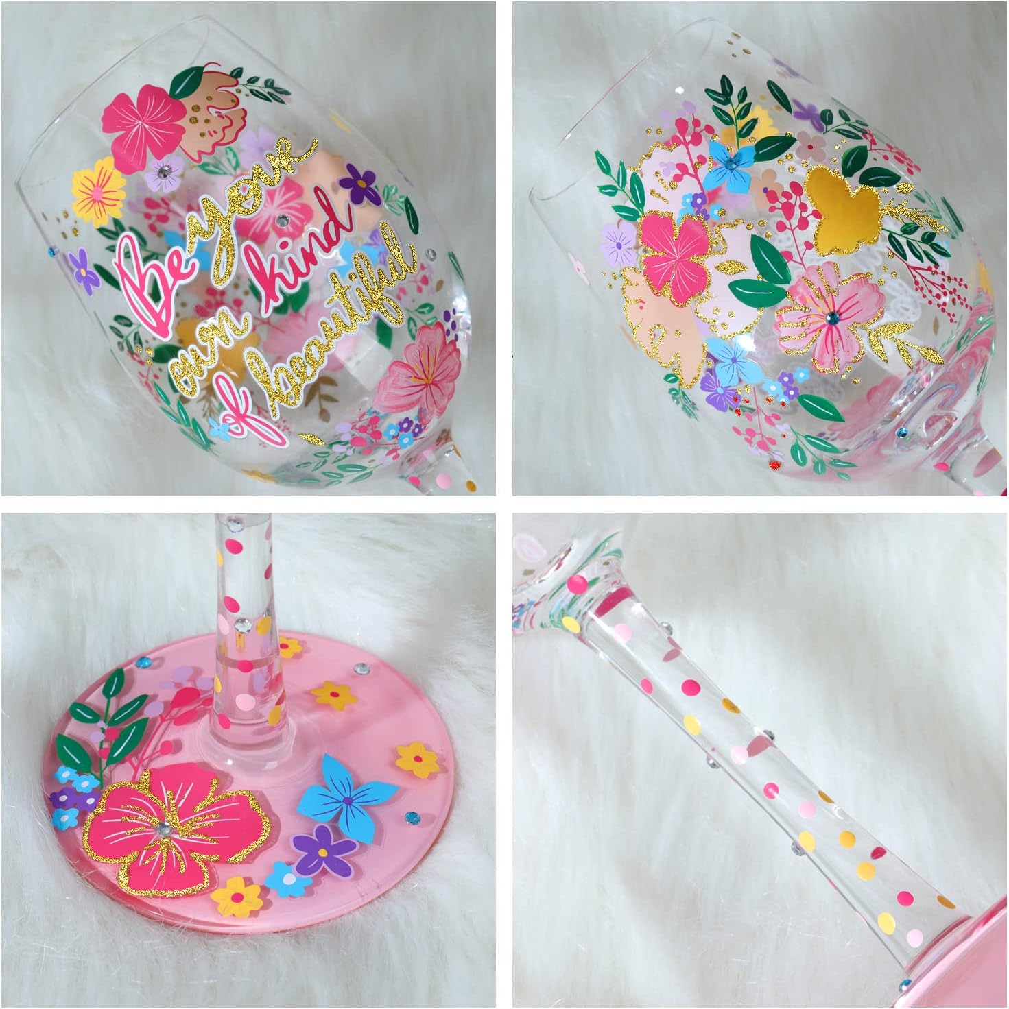 NymphFable Hand Painted Wildflowers Wine Glasses Birthday Wine Glass Birthday Gift for Women with Personalised Gift Box, 15oz - Image 7