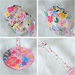 NymphFable Hand Painted Wildflowers Wine Glasses Birthday Wine Glass Gift for Women with Personalised Gift Box, 15oz