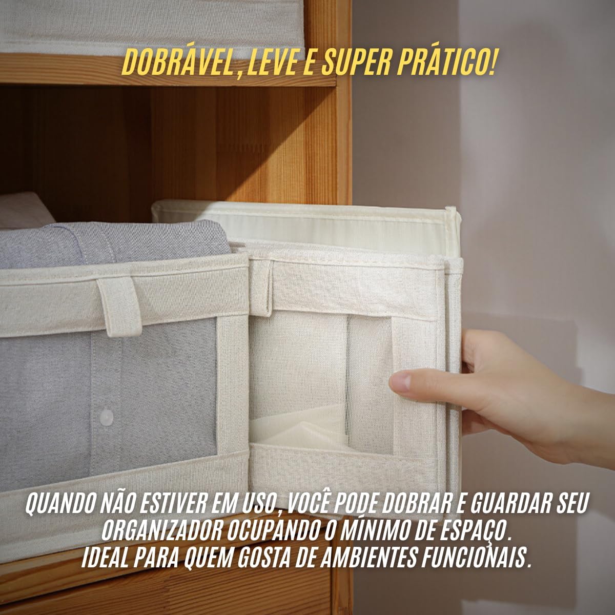 Caixa Organizadora 18L Dobrável com Visor Transparente | Cesto Multiuso para Closet, Armário, Lavanderia e Quarto (2)