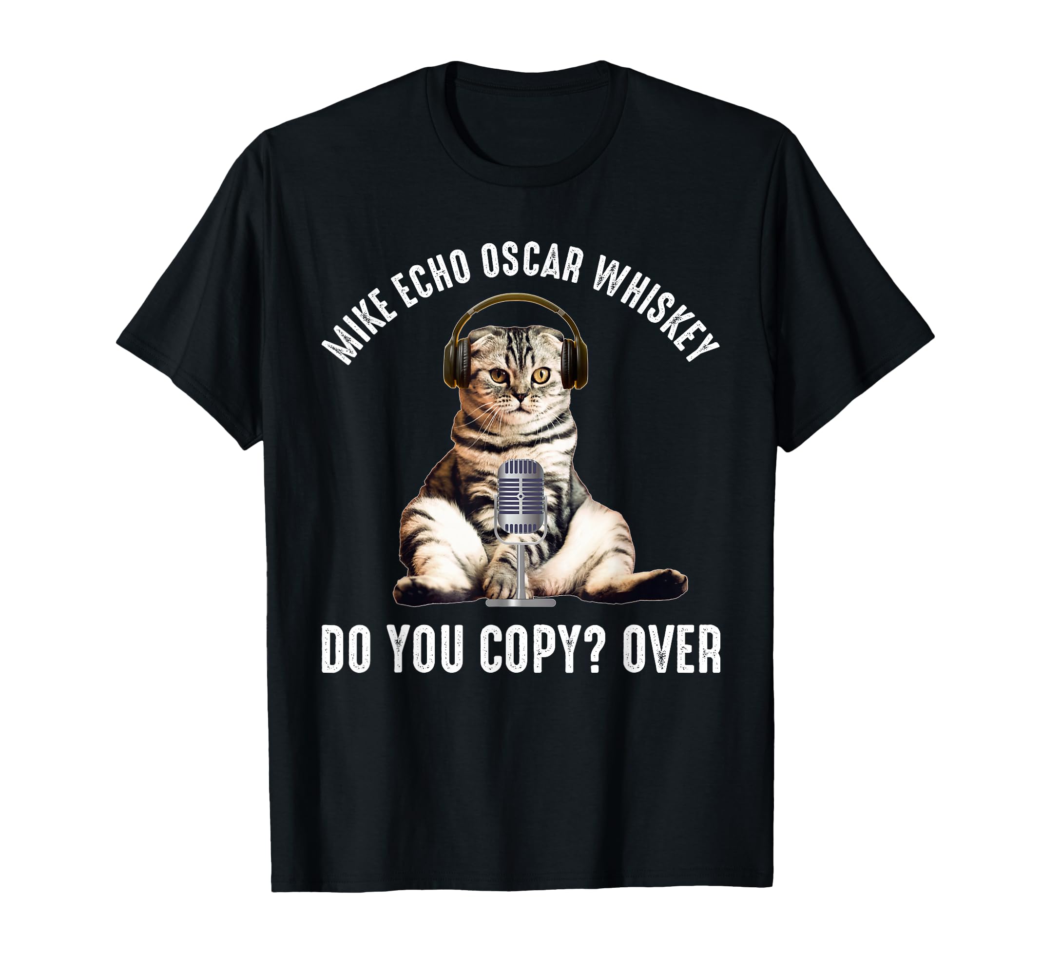 Mike Echo Oscar Whiskey Funny Ham Radio Cat T-Shirt