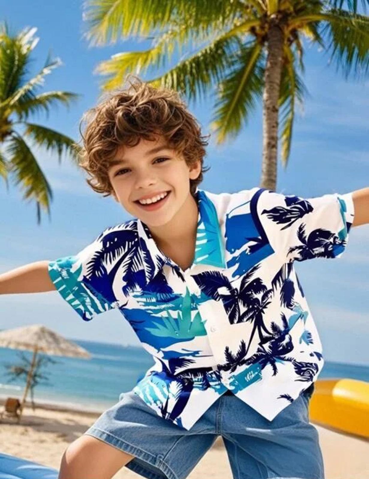 Camicia Hawaiana per Bambini, Camicia Manica Corta, XSmall-Large, 5-12 Anni