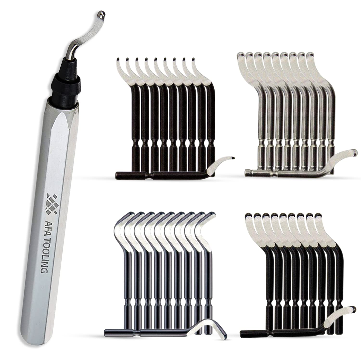 AFA Tooling - Deburring Tool with 41 High Speed Steel Blades - Works on Metal, Resin, PVC Pipes, Copper, Plastic and 3D Printed Edges - Plumbing & 3D Printing Burr Removal Reamer Tool