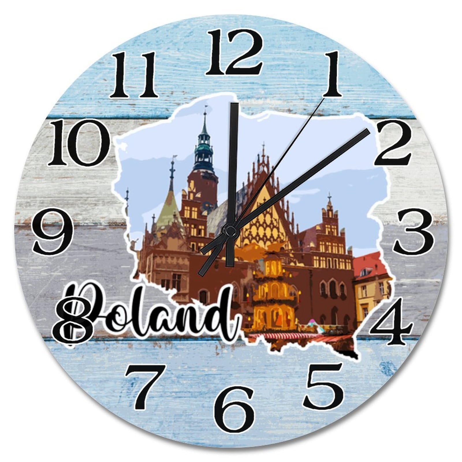 Horloge murale de la Pologne ronde 25,4 cm pour afficher fièrement vos origines dans la maison