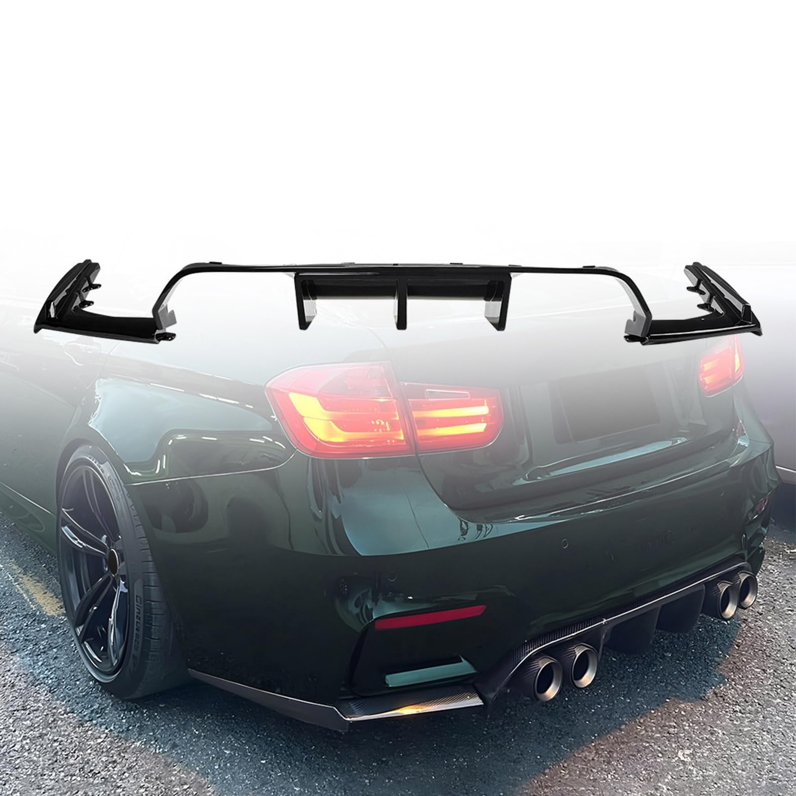 Rear Diffuser Lower Bumper Lip Spoiler Compatible with BMW M3 M4 F80 F81 F82 F83 2014-2019 (Gloss Black)