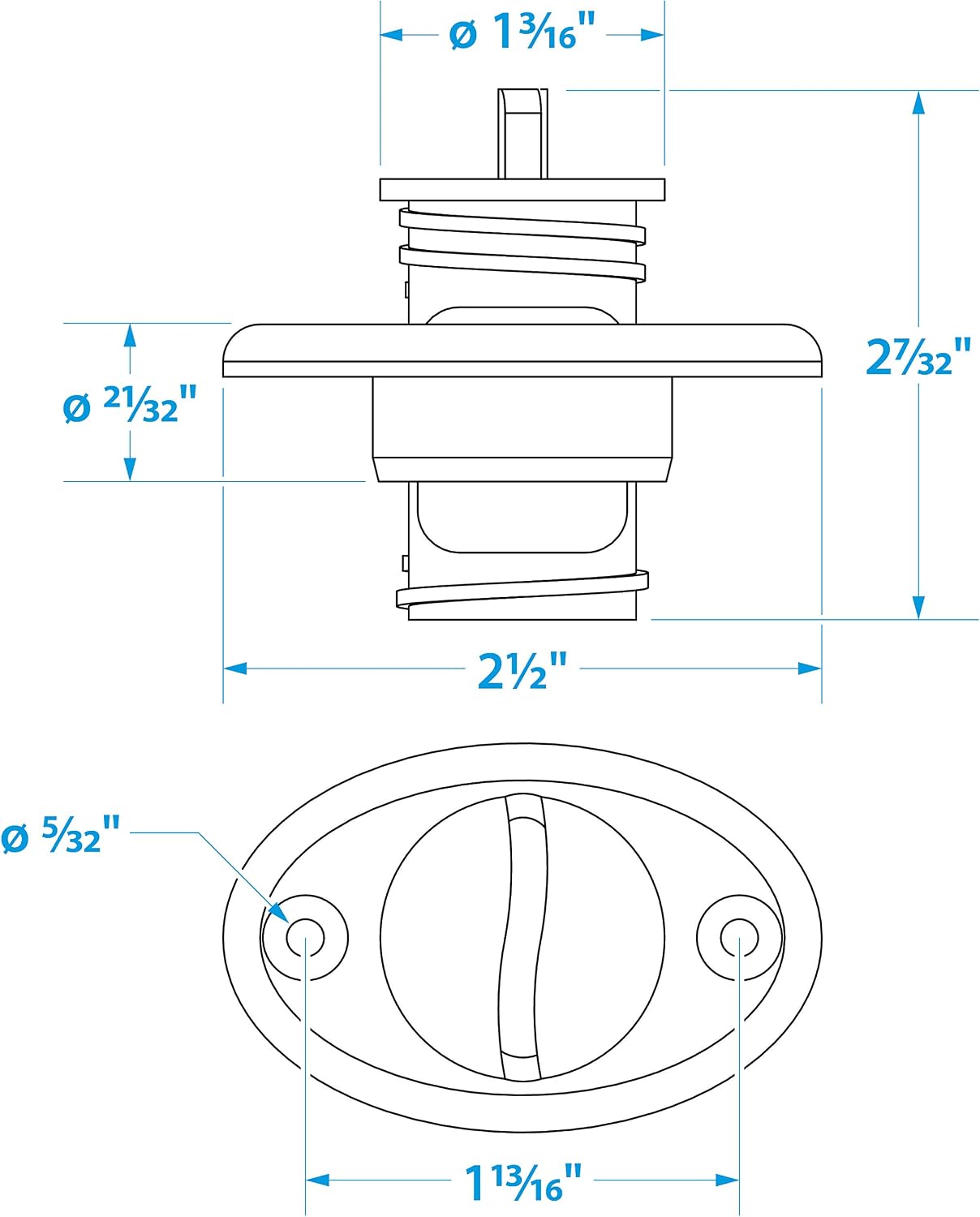 Seachoice Stainless Steel Marine Boat Garboard Drain & Plug, Polished Finish