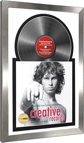 Miniatura 10 de Creative Picture Frames Marco para discos de Jukebox de 16 x 24 pulgadas con acabado de acero inoxidable de 12 pulgadas con doble paspartú blanco y