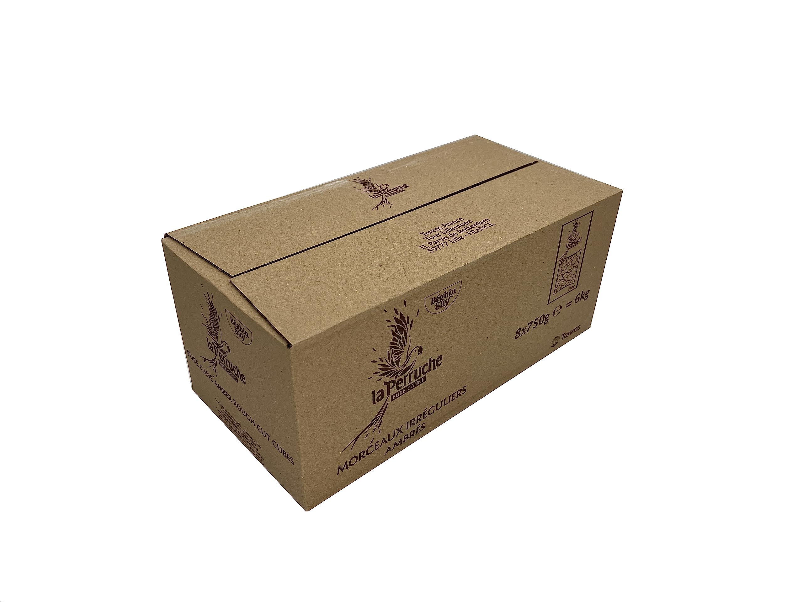La Perruche 8x750g natürlicher brauner Zucker Rohrzucker Würfelzucker