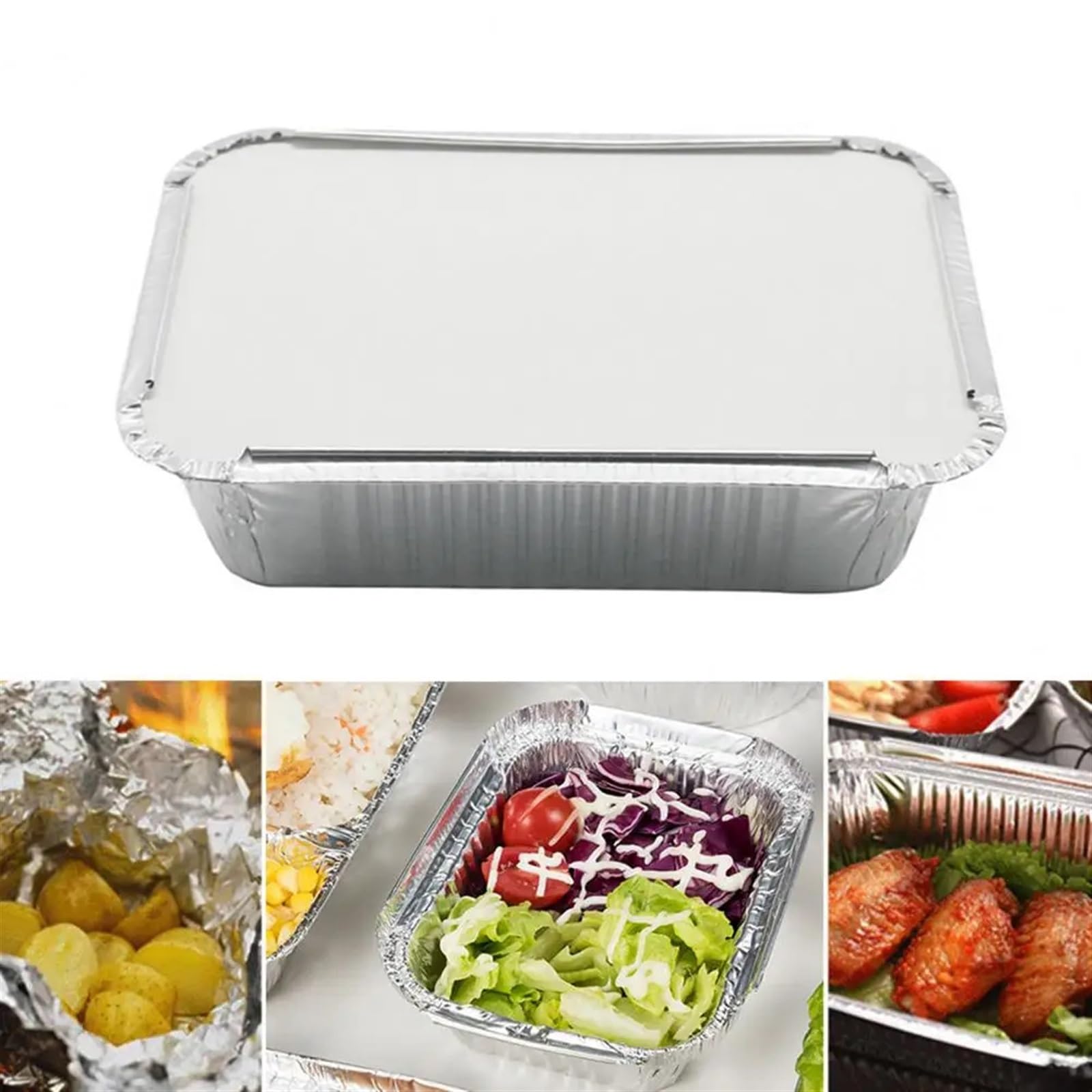 Jednorazowe naczynia kuchenne 125 szt. Taca do wychwytywania grilla z folii aluminiowej pokrywką Grill gotowania Pieczenie(600ml)