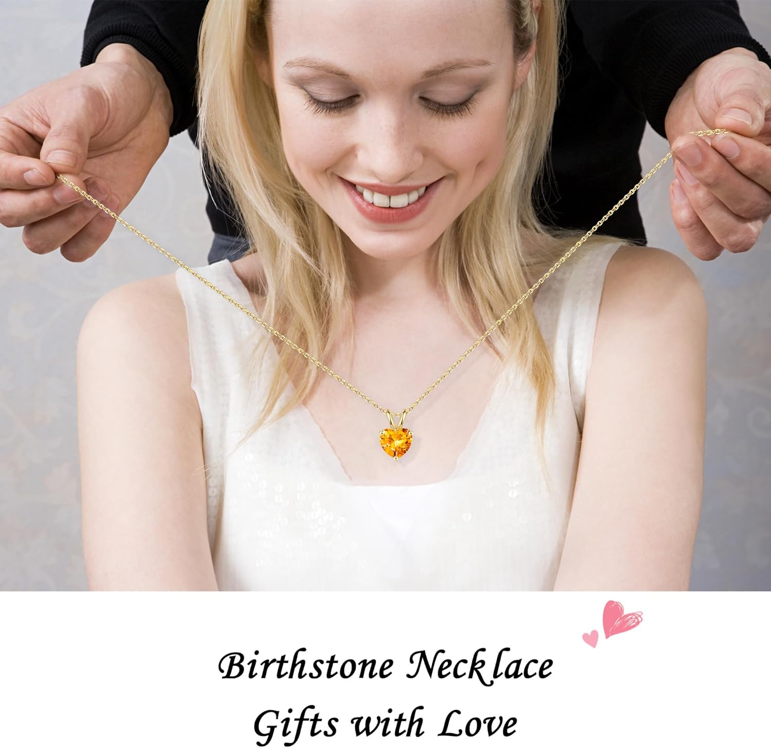 SMILEST Necklace Gifts for Her - 925 Sterling Silver Heart Birthstone Necklace, Dainty Sparkling Heart Pendant Anniversary Birthday Gifts for Women Mom Wife Daughter Girlfriend Jewelry Gift - Image 3