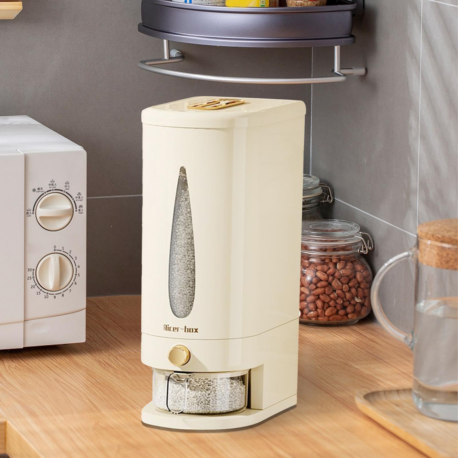 Generico Contenitore per Riso - Dispensatore Cereali Per Dispensa,Organizzazione Dispensa Cucina Per Cereali Secchi