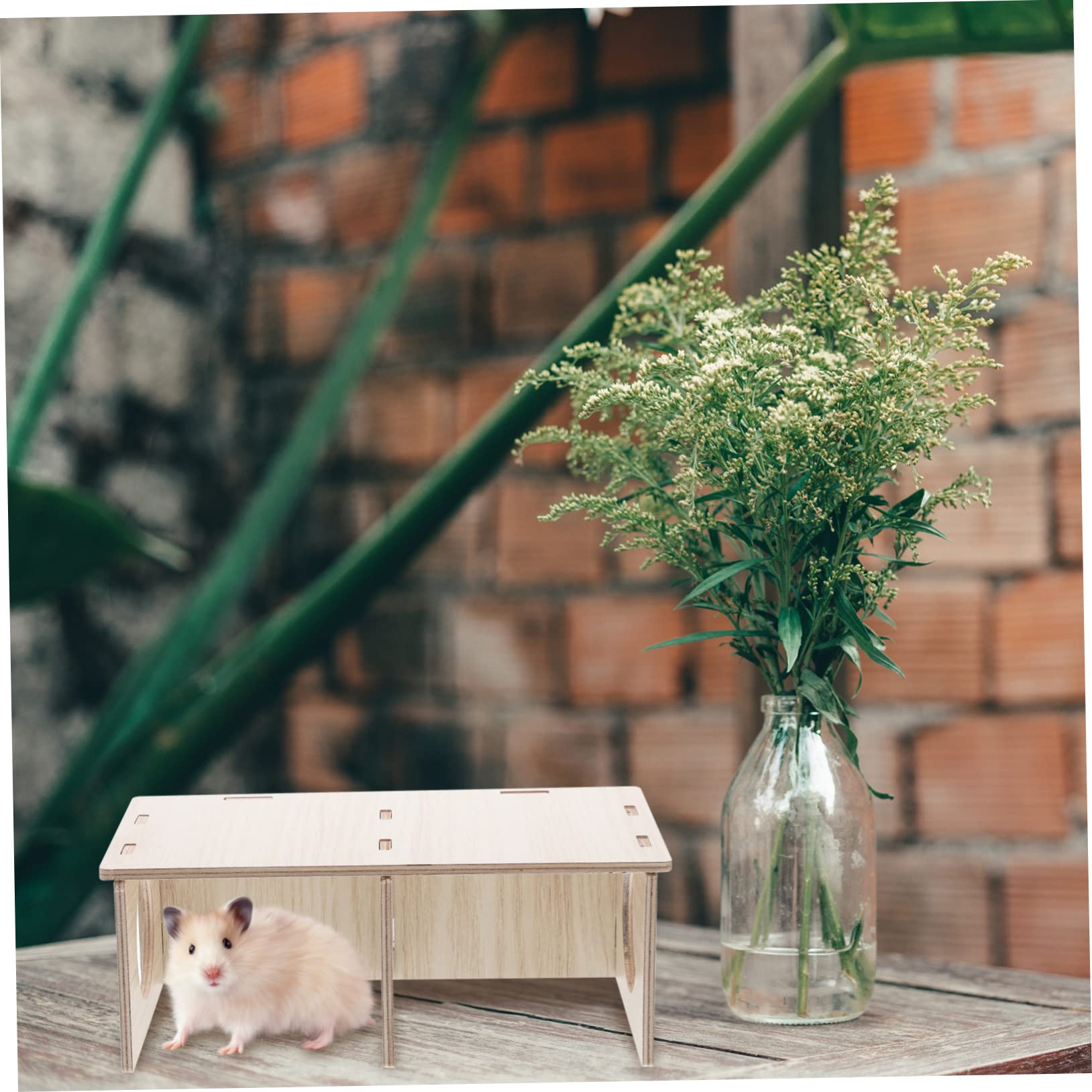 Garneck Wooden Multi Chamber Hamster Hideout with Tunnel, Cozy Hamster House and Platform for Small Animals - Image 2