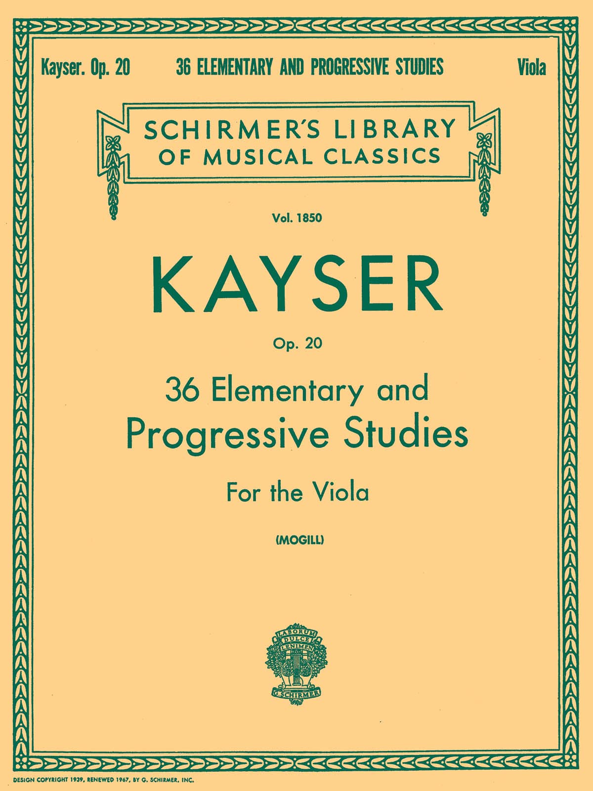 36 Elementary and Progressive Studies: Schirmer Library of Classics Volume 1850 Viola Method
